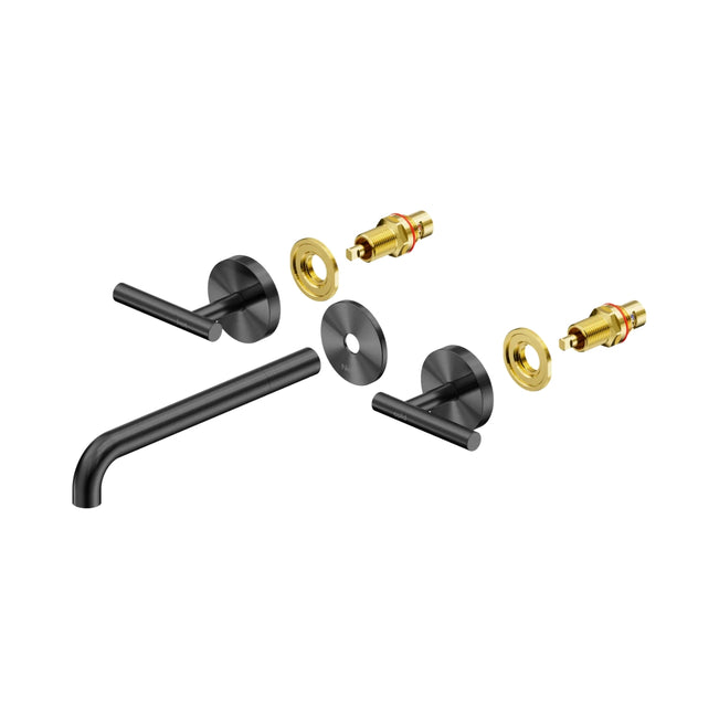 Nero Mecca Lever Wall Basin/Bath Set 220mm Spout Trim kits Only Gun Metal 25D021GM - The Blue Space