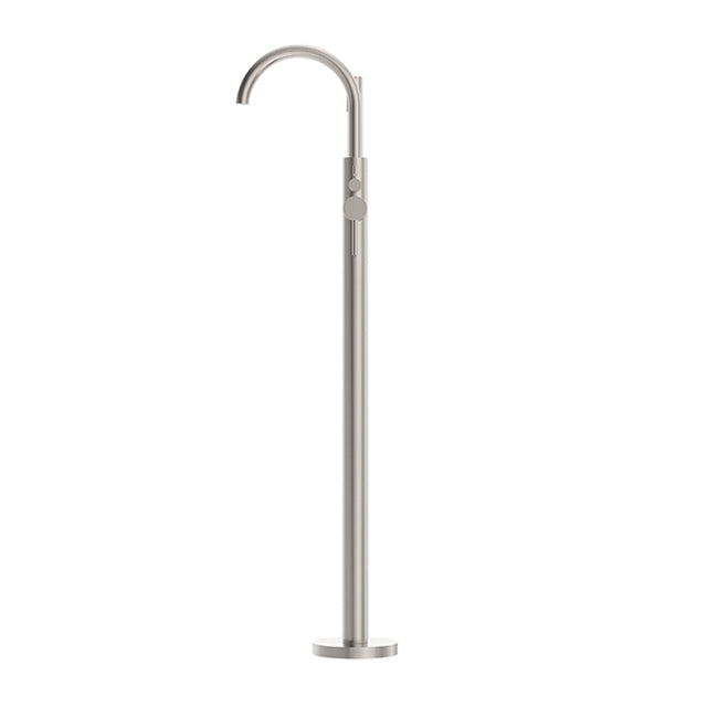 Nero Mecca Round Freestanding Mixer With Hand Shower Brushed Nickel