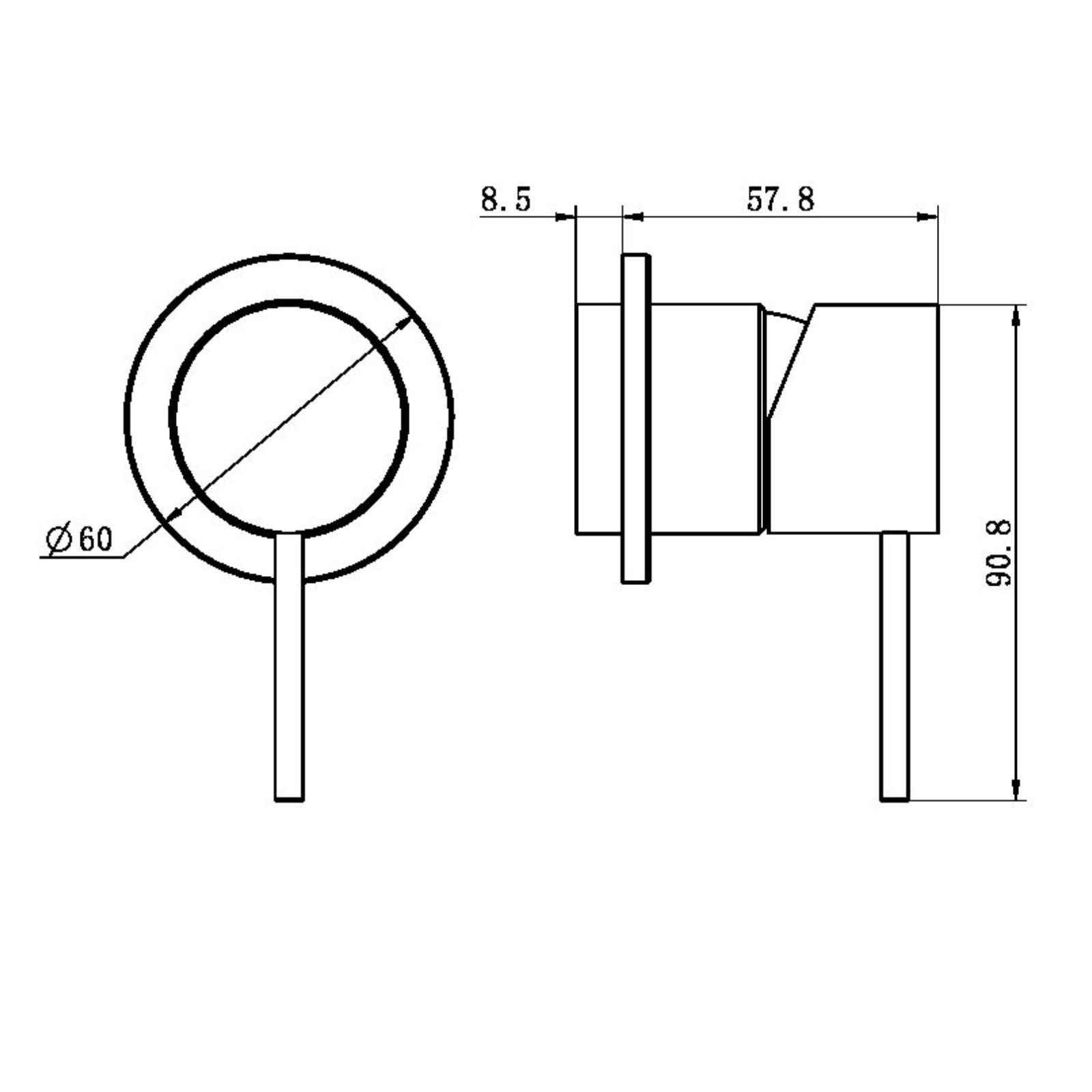 Technical Drawing Nero Mecca Shower Mixer 60mm Plate Trim Kits Only Brushed Nickel NR221911HTBN - The Blue Space