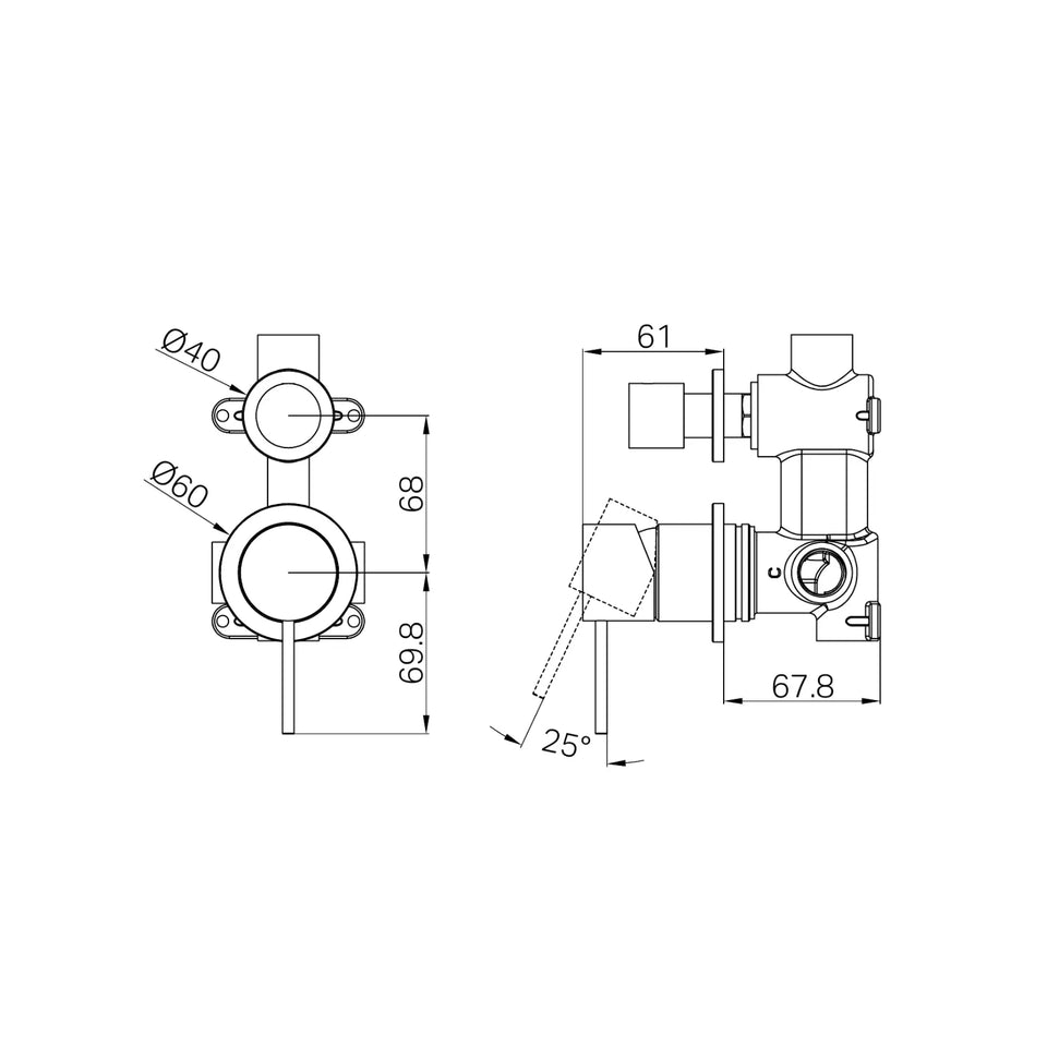 Nero Mecca Shower Mixer With Divertor Separate Back Plate Chrome