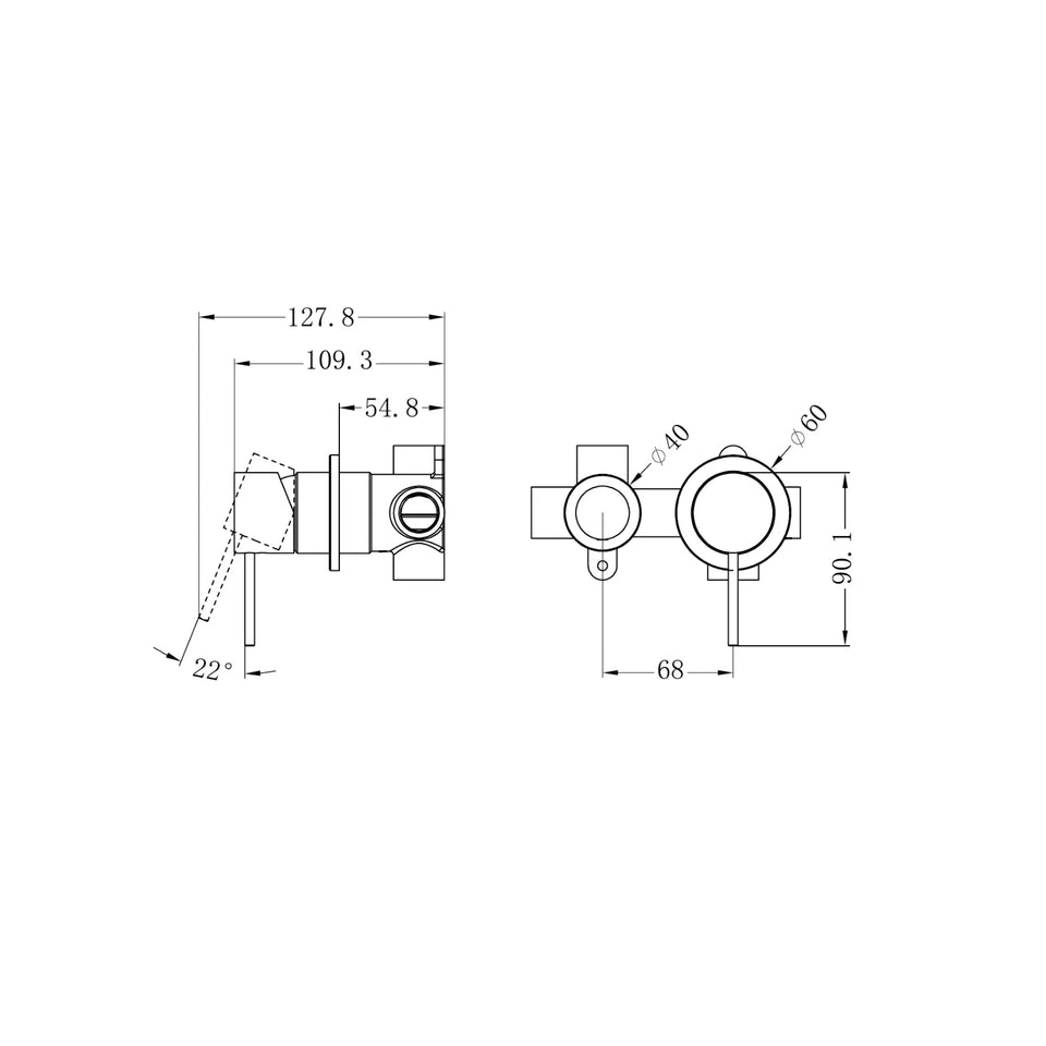Nero Mecca Shower Mixer With Horizontal 2 Way Divertor Brushed Nickel