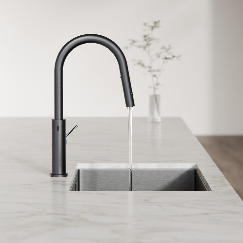 Nero Mecca Smart Sensor Pull Out Kitchen Mixer Gun Metal
