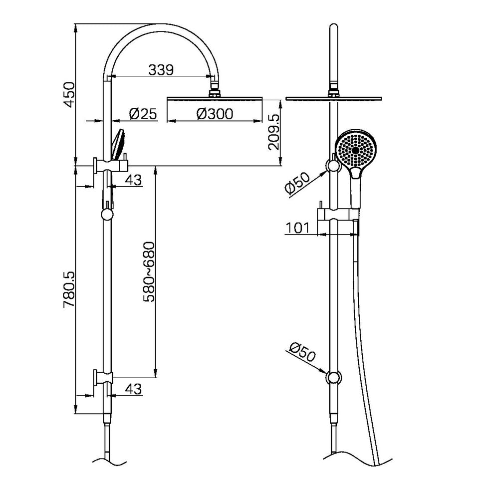 Nero Mecca Twin Shower with Air Shower II Gunmetal