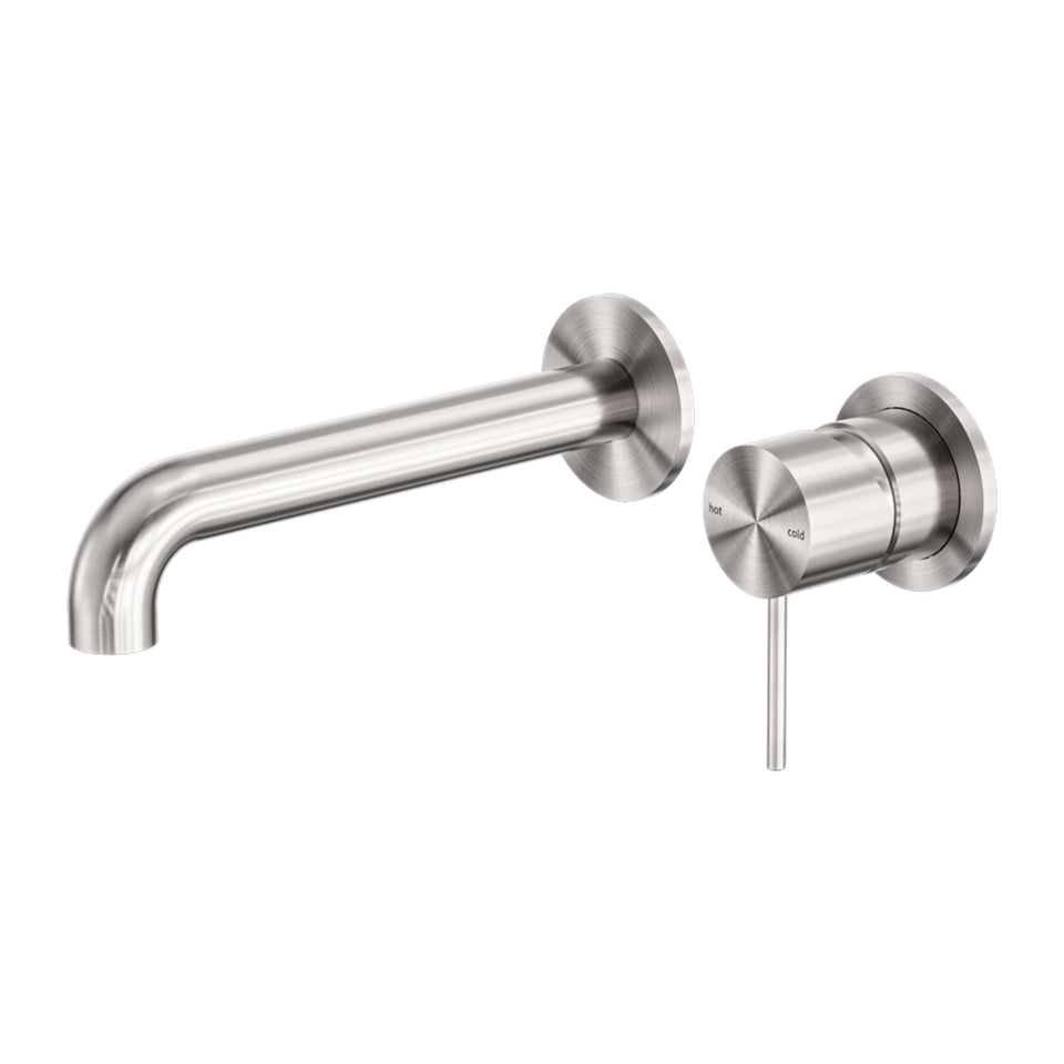 Nero Mecca Wall Basin/Bath Mixer Separate Back Plate 160mm Brushed Nickel