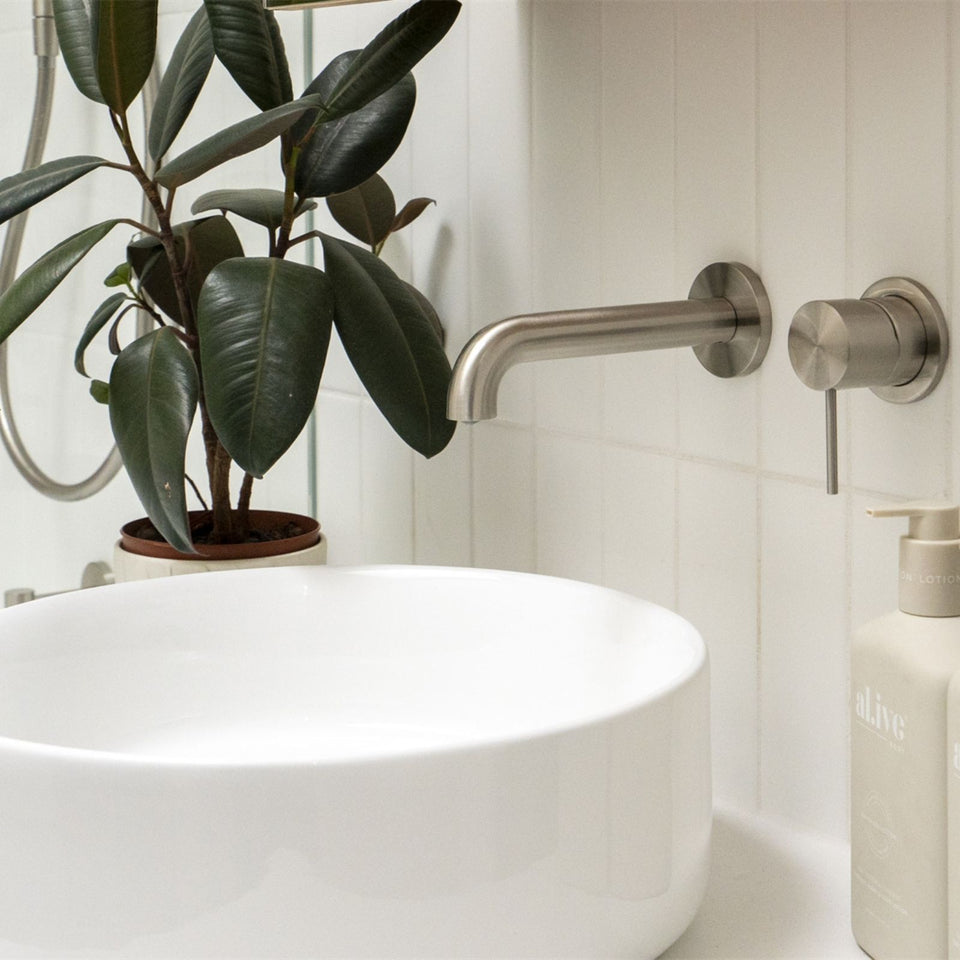 Nero Mecca Wall Basin/Bath Mixer Separate Back Plate 160mm Brushed Nickel