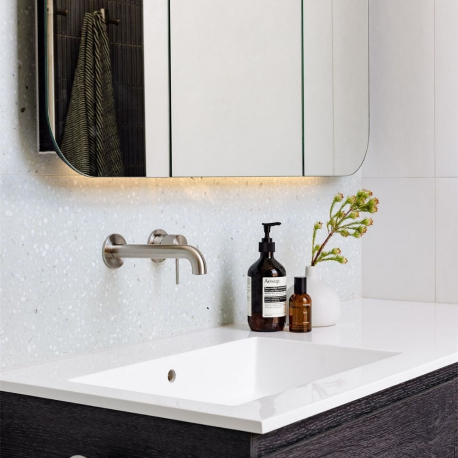 Lifestyle 5 Nero Mecca Wall Basin/Bath Mixer Separate Back Plate 160mm Brushed Nickel NR221910C160BN - The Blue Space