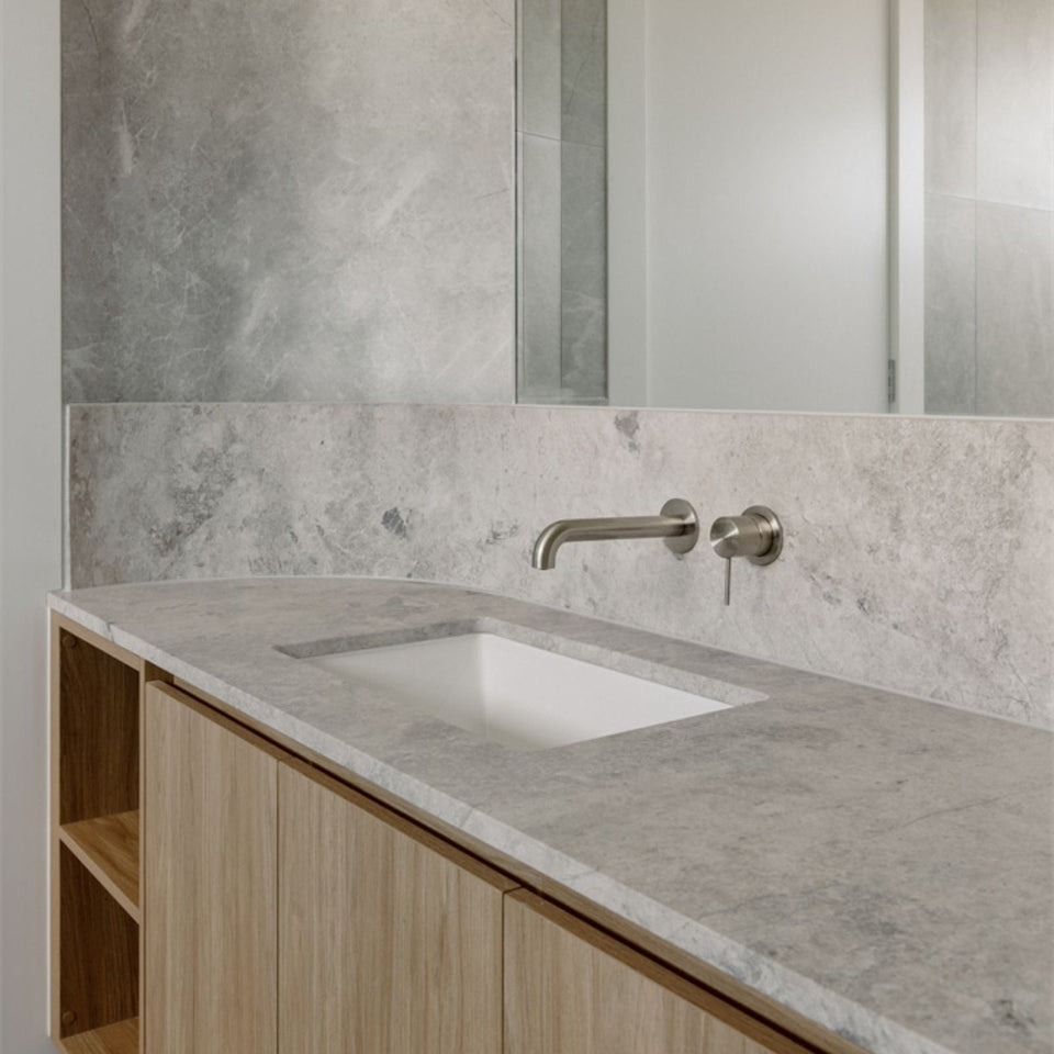 Nero Mecca Wall Basin/Bath Mixer Separate Back Plate 230mm Brushed Nickel