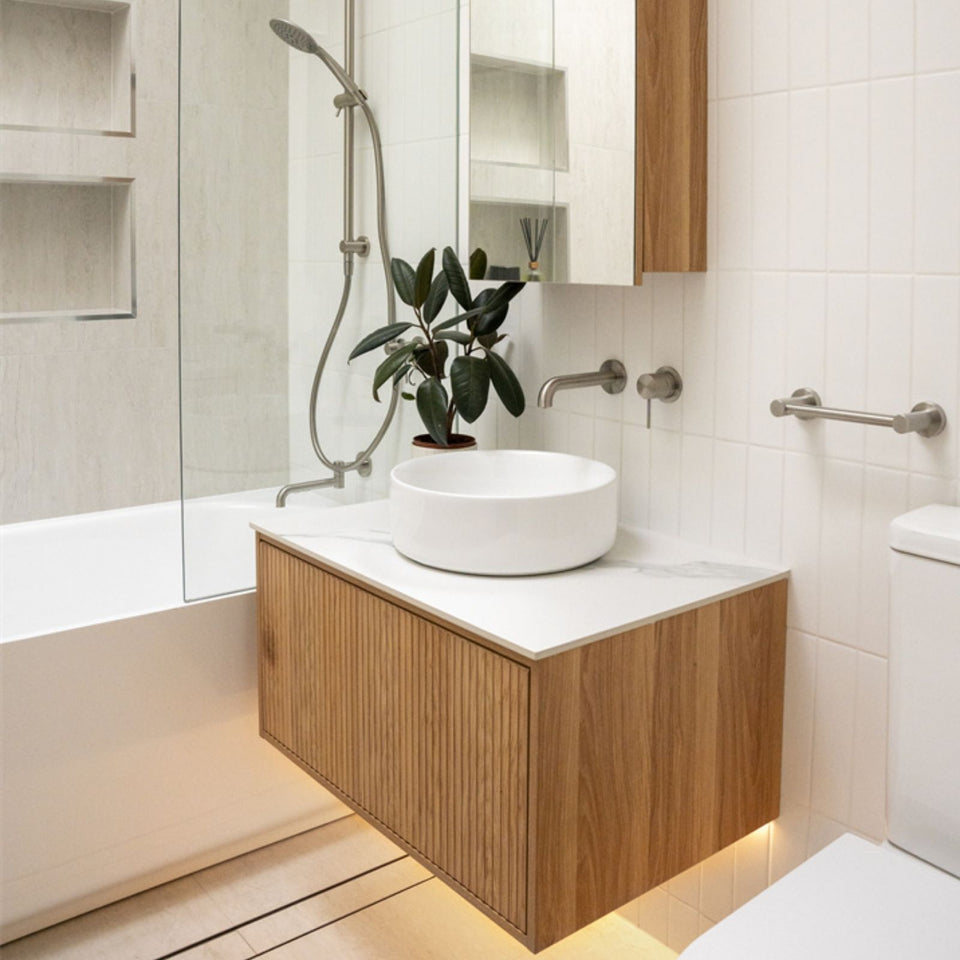 Nero Mecca Wall Basin/Bath Mixer Separate Back Plate 230mm Brushed Nickel