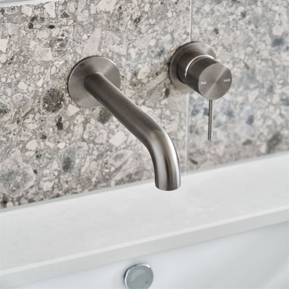 Nero Mecca Wall Basin/Bath Mixer Separate Back Plate 230mm Gun Metal
