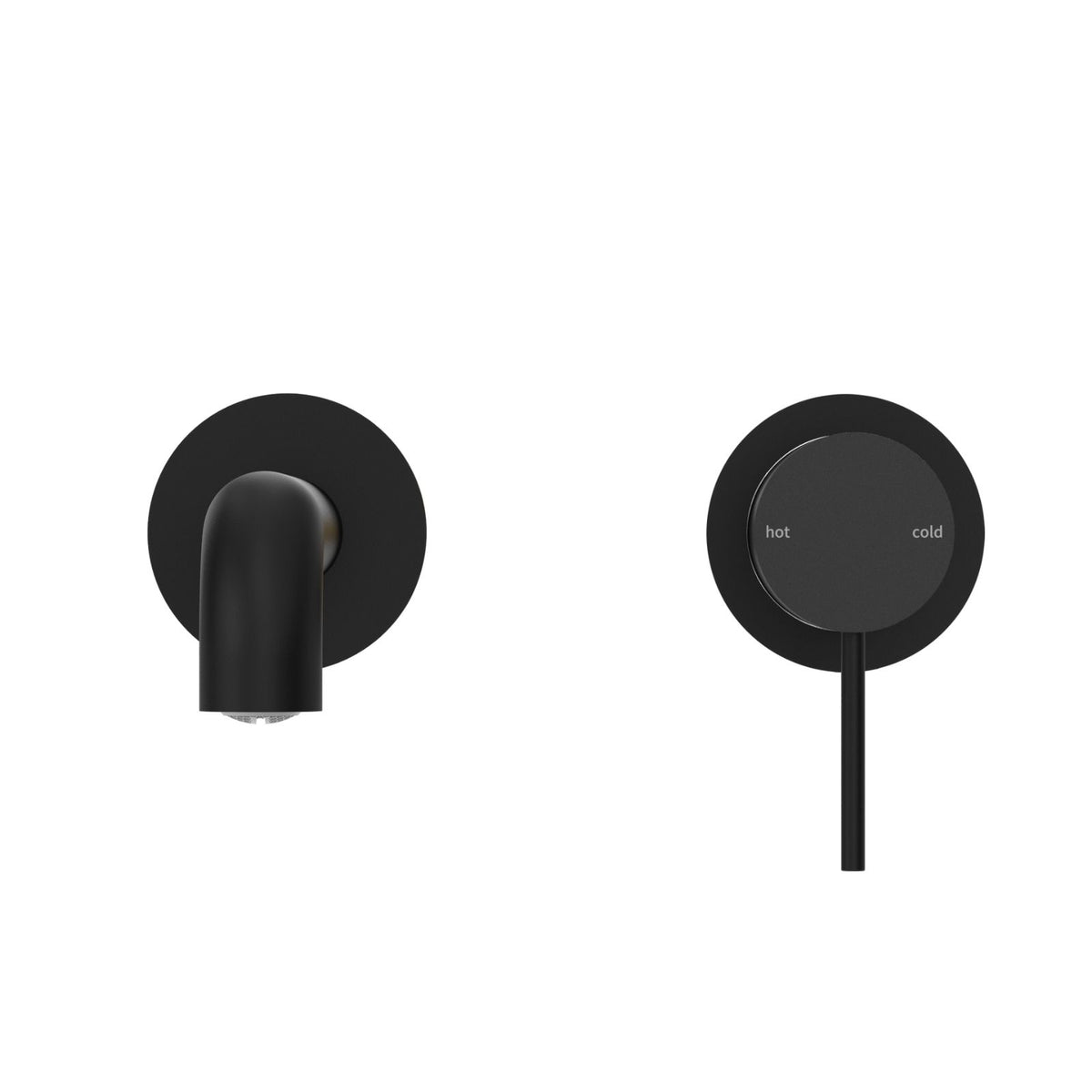 Front Nero Mecca Wall Basin/Bath Mixer Separate Back Plate 230mm Matte Black NR221910C230MB - The Blue Space