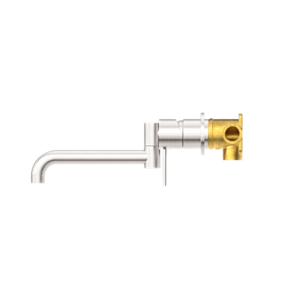 Nero Mecca Wall Basin/Bath Mixer Swivel Spout 225mm Brushed Nickel
