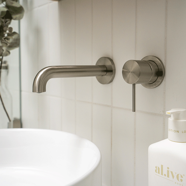 Nero Mecca Wall Basin/Bath Mixer Separate Back Plate 260mm Brushed Nickel