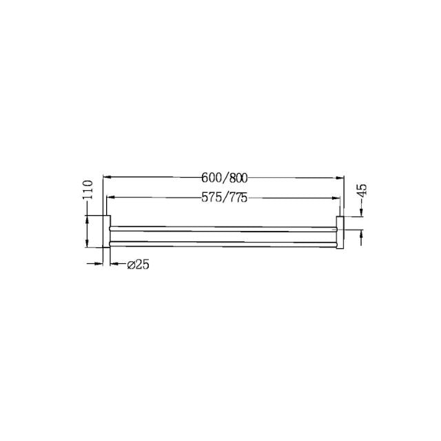 Nero New Mecca Double Towel Rail 800mm Brushed Bronze