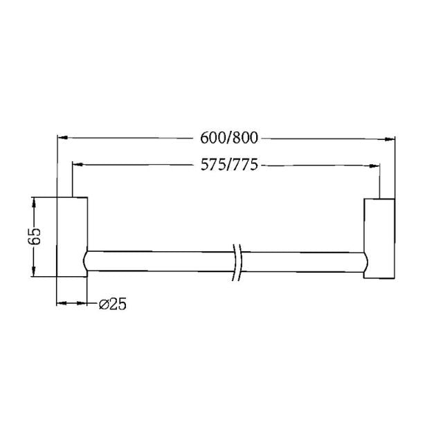 Nero New Mecca Single Towel Rail 600mm Brushed Nickel