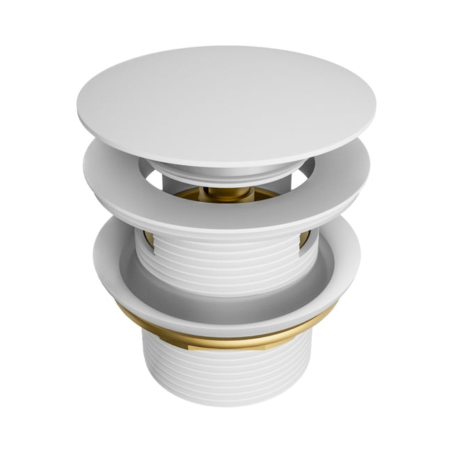 Nero Pop Up Bath Waste 40mm With Overflow Matte White NRA710MW - The Blue Space