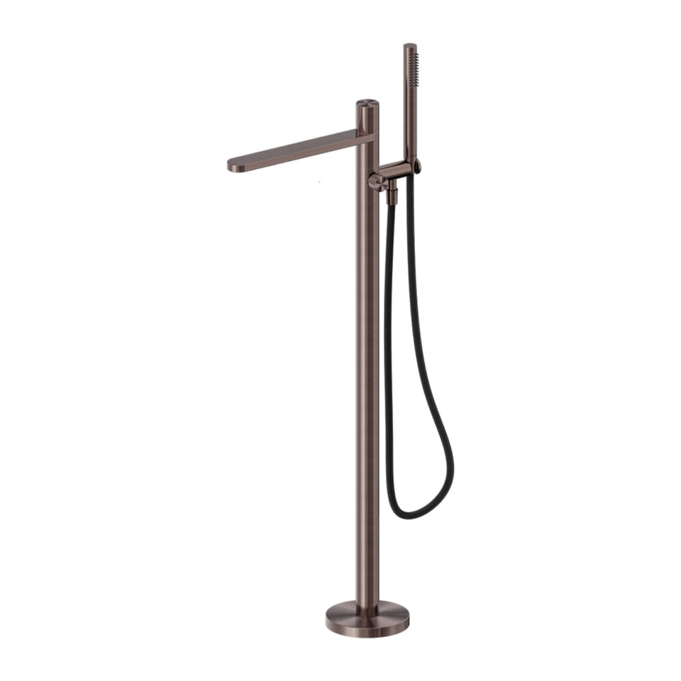 Nero Pure SS316L Freestanding Bath Mixer With Outdoor Shower Hose Brushed Bronze