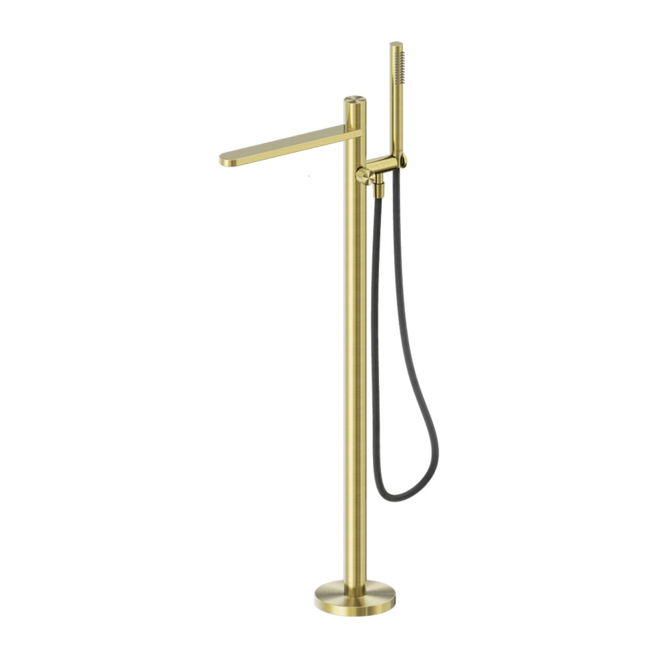 Nero Pure SS316L Freestanding Bath Mixer With Outdoor Shower Hose Brushed Gold