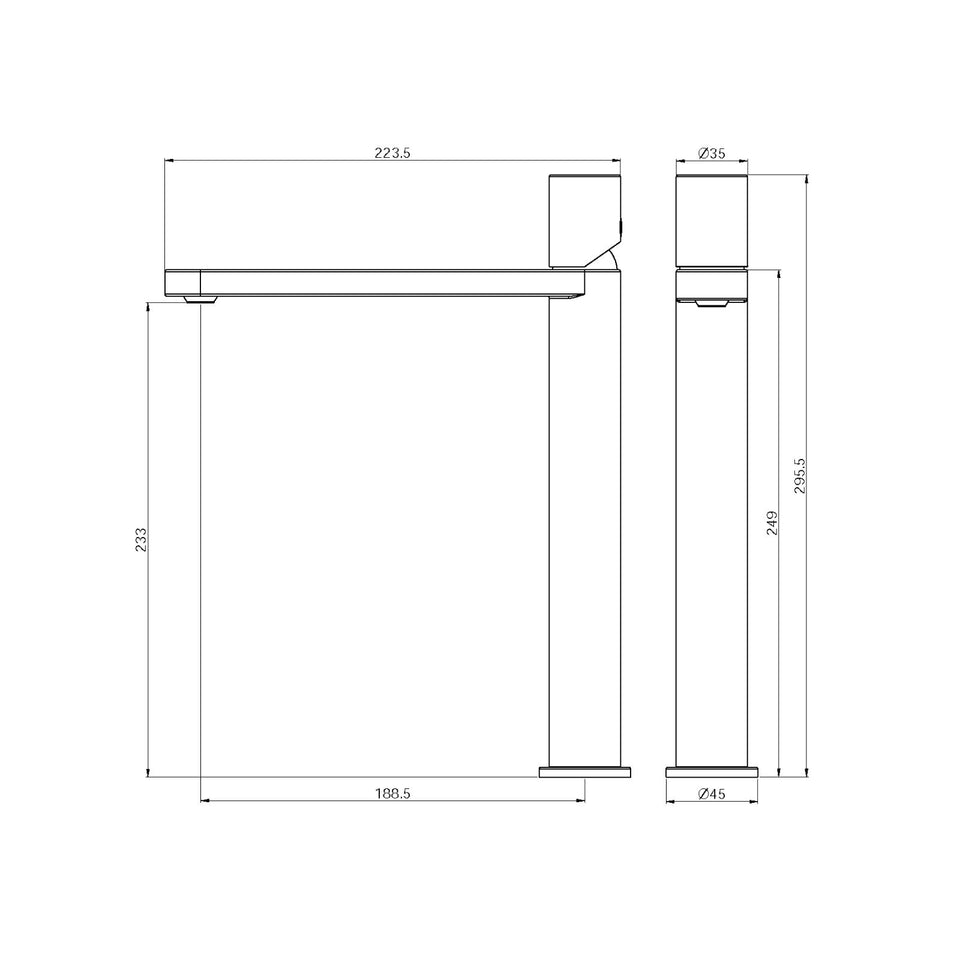 Nero Pure SS316L Tall Basin Mixer Graphite