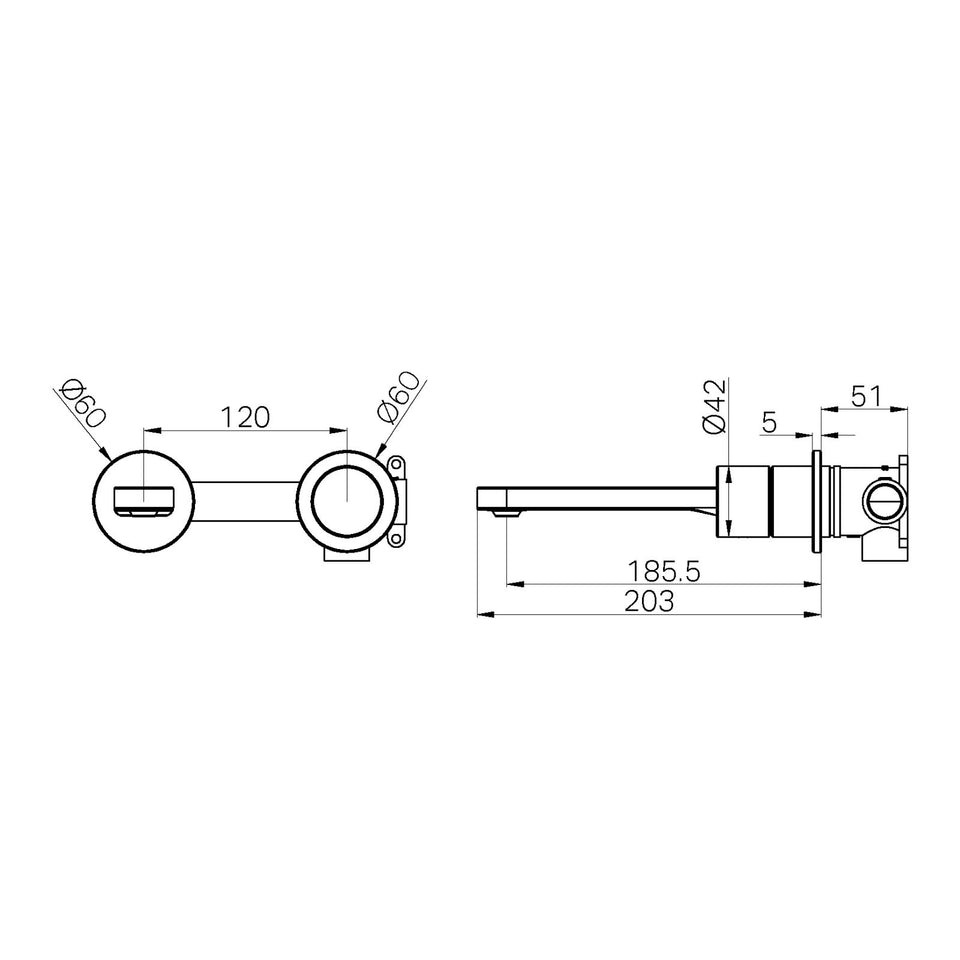 Nero Pure SS316L Wall Basin/Bath Mixer Separate Back Plate Whole Set Brushed Bronze
