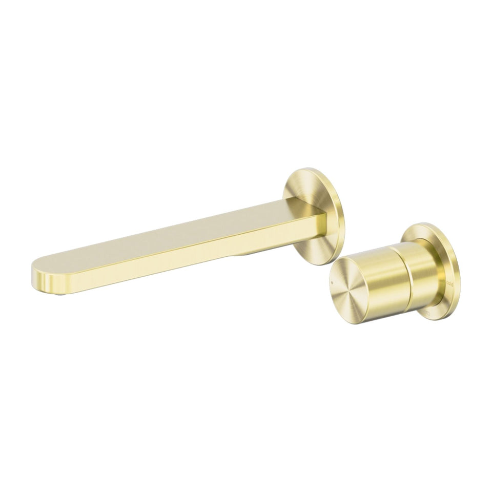 Nero Pure SS316L Wall Basin/Bath Mixer Separate Back Plate Whole Set Brushed Gold