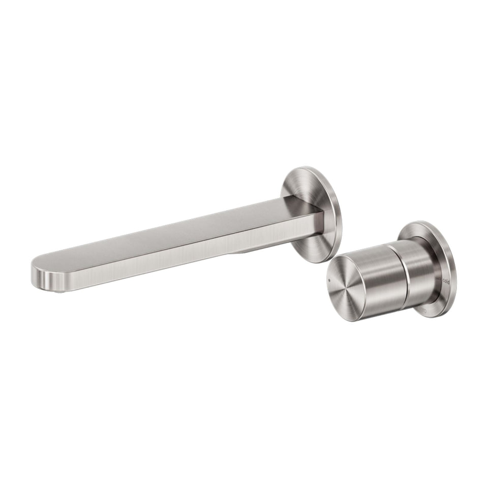Nero Pure SS316L Wall Basin/Bath Mixer Separate Back Plate Whole Set Brushed Nickel