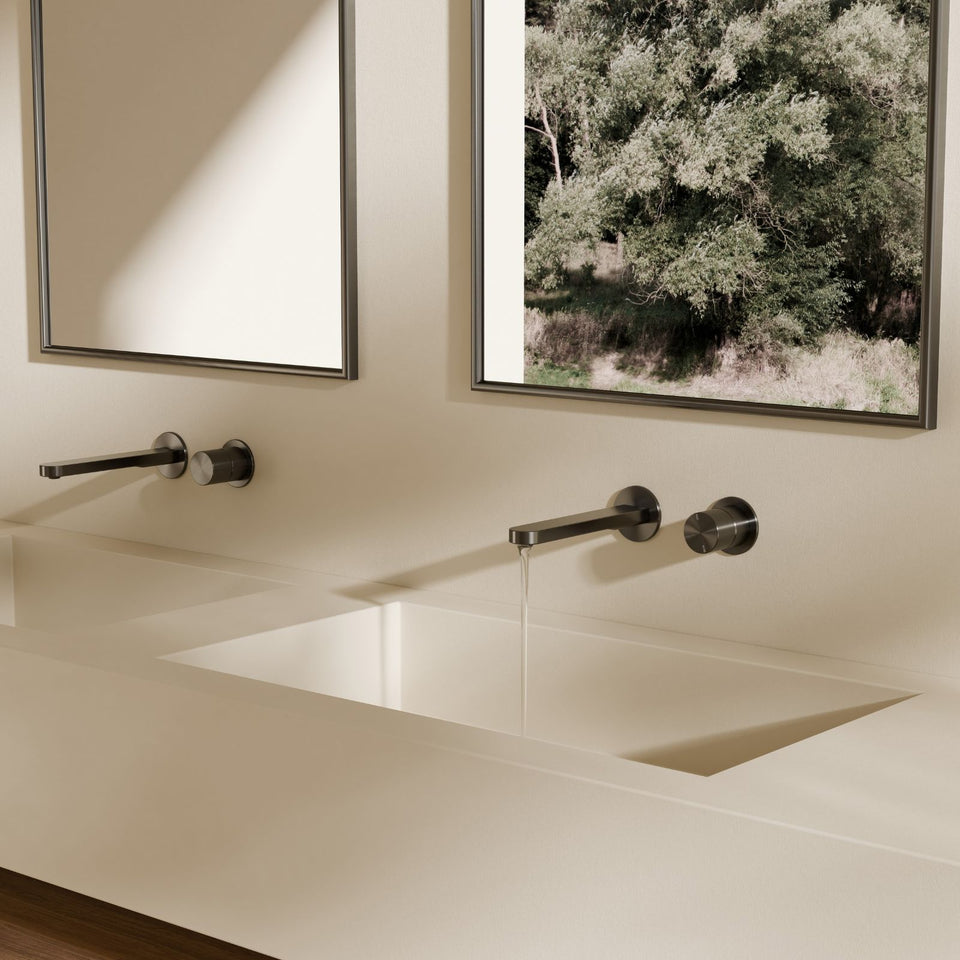 Nero Pure SS316L Wall Basin/Bath Mixer Separate Back Plate Whole Set Graphite