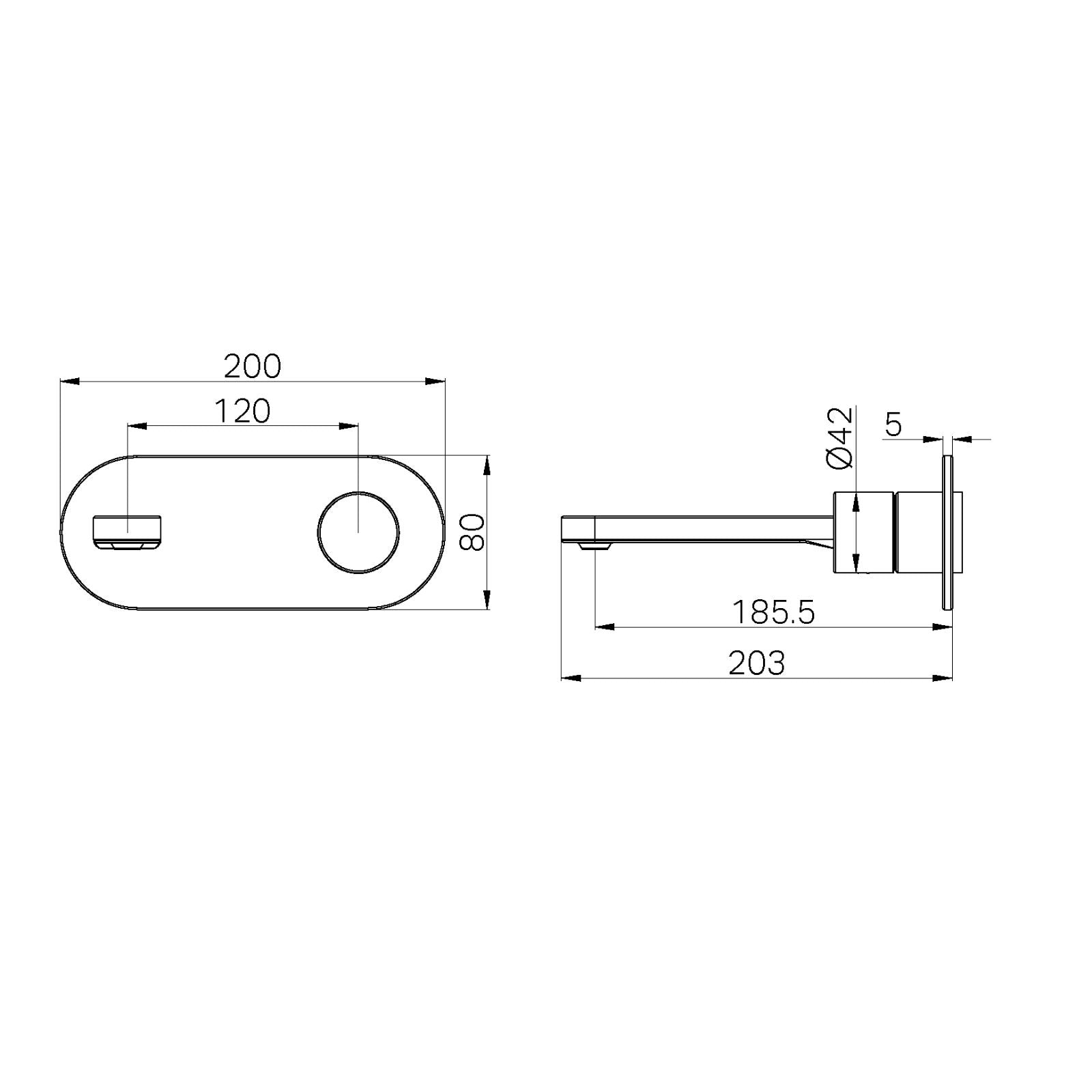 Technical Drawing Nero Pure SS316L Wall Basin/Bath Mixer Trim Kits Only Brushed Bronze NR172210ATBZ - The Blue Space