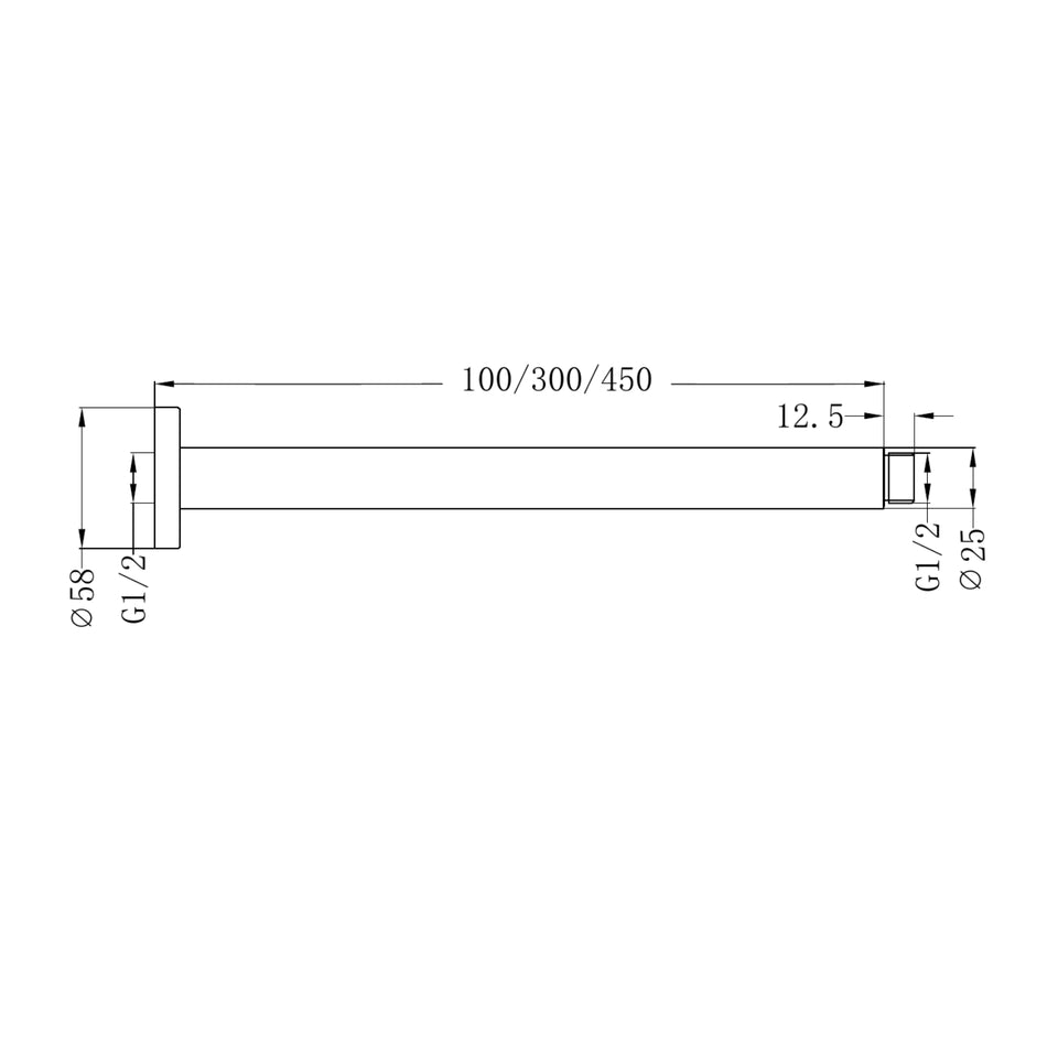 Nero Round Ceiling Arm 100mm - Matte Black