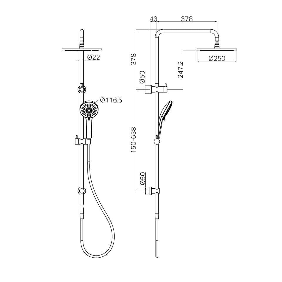 Nero Round Twin Shower Gun Metal