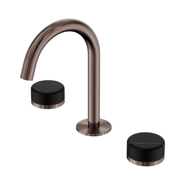 Nero Serenity Basin Set Arc Spout With Marquina Black Handle Brushed Bronze