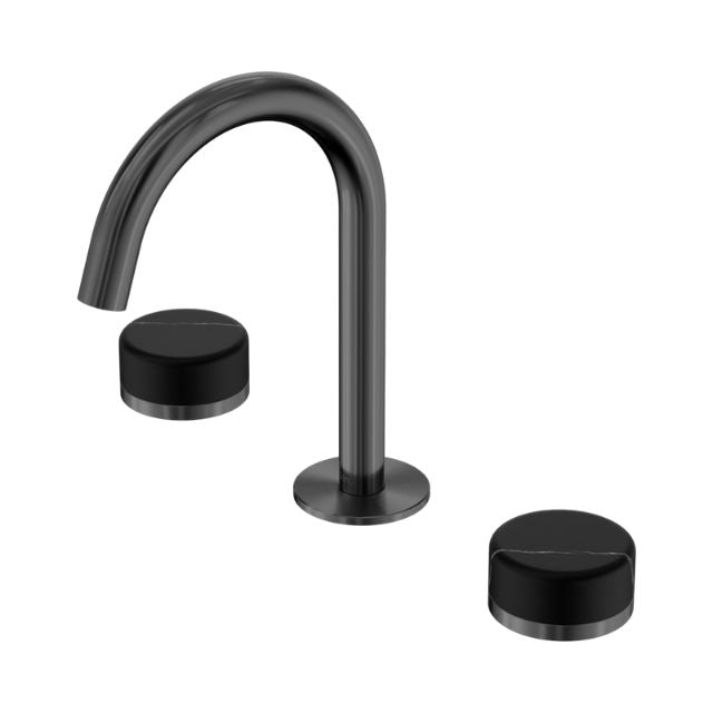 Nero Serenity Basin Set Arc Spout With Marquina Black Handle Gun Metal