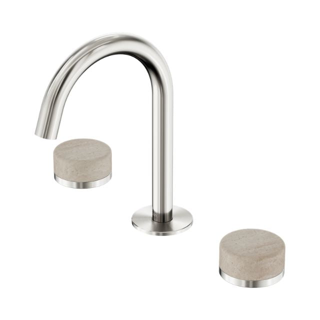Nero Serenity Basin Set Arc Spout With Rome Travertine Handle Brushed Nickel