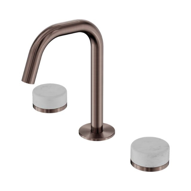 Nero Serenity Basin Set Edge Spout With Carrara Handle Brushed Bronze