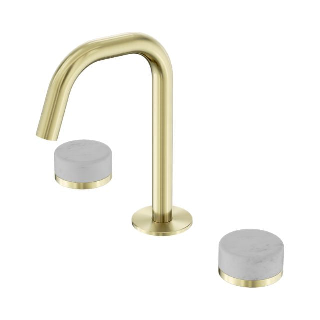 Nero Serenity Basin Set Edge Spout With Carrara Handle Brushed Gold