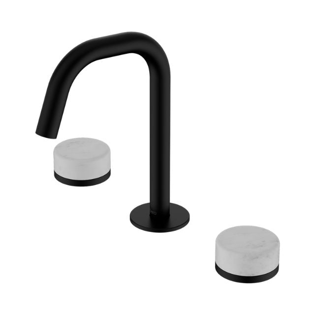 Nero Serenity Basin Set Edge Spout With Carrara Handle Matte Black