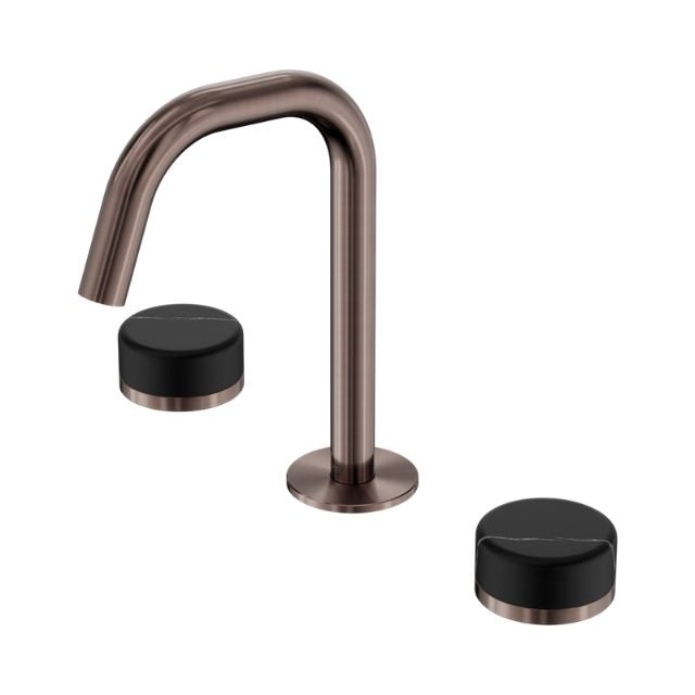 Nero Serenity Basin Set Edge Spout With Marquina Black Handle Brushed Bronze