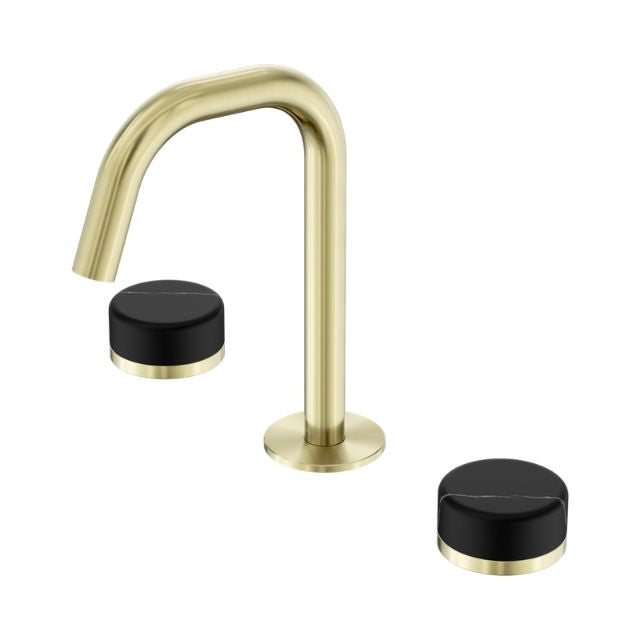 Nero Serenity Basin Set Edge Spout With Marquina Black Handle Brushed Gold