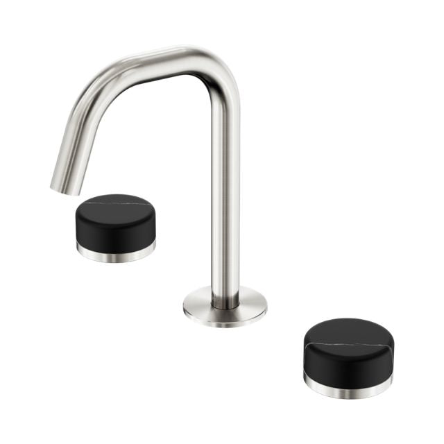 Nero Serenity Basin Set Edge Spout With Marquina Black Handle Brushed Nickel