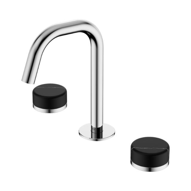 Nero Serenity Basin Set Edge Spout With Marquina Black Handle Chrome 24D119CH - The Blue Space