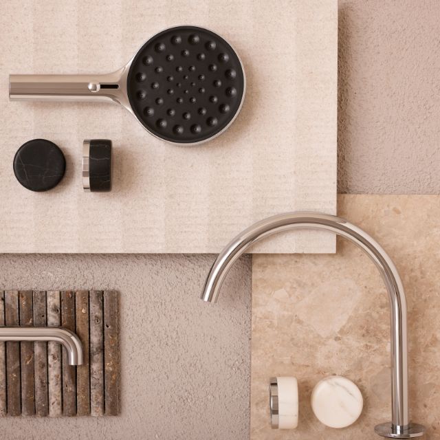 Nero Serenity Bath/Kitchen Set Arc Spout With Carrara Handle Brushed Nickel