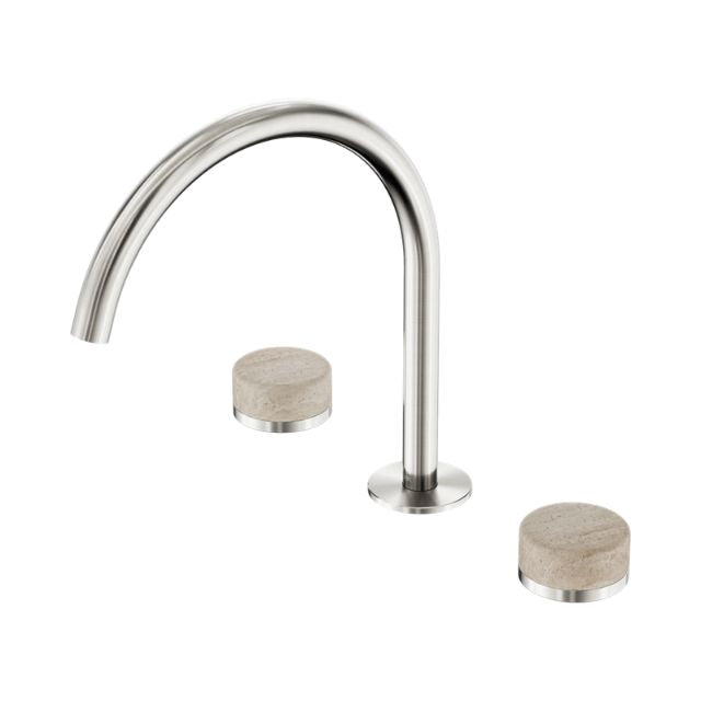 Nero Serenity Bath/Kitchen Set Arc Spout With Rome Travertine Handle Brushed Nickel