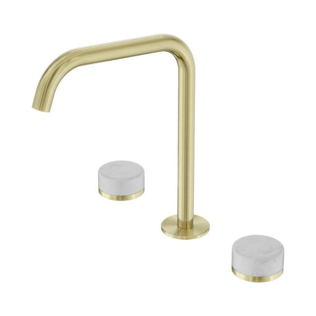 Nero Serenity Bath/Kitchen Set Edge Spout With Carrara Handle Brushed Gold
