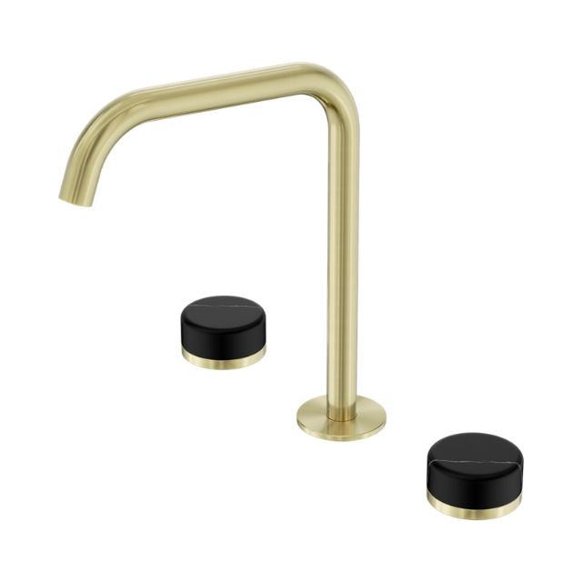 Nero Serenity Bath/Kitchen Set Edge Spout With Marquina Black Handle Brushed Gold