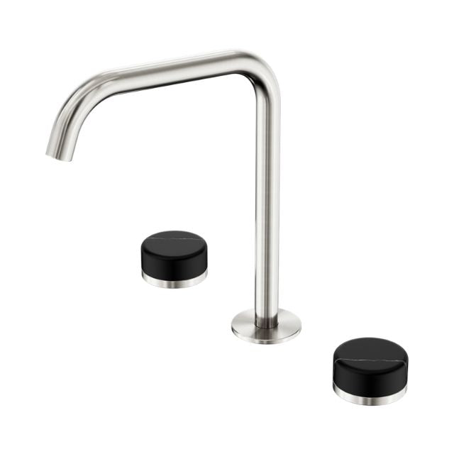 Nero Serenity Bath/Kitchen Set Edge Spout With Marquina Black Handle Brushed Nickel