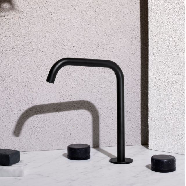 Nero Serenity Bath/Kitchen Set Edge Spout With Marquina Black Handle Matte Black