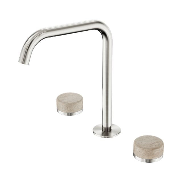 Nero Serenity Bath/Kitchen Set Edge Spout With Rome Travertine Handle Brushed Nickel