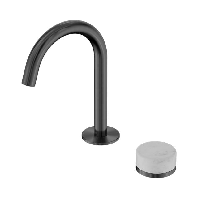 Nero Serenity Progressive Basin Mixer Arc Spout With Carrara Handle Gun Metal 24E031GM - The Blue Space