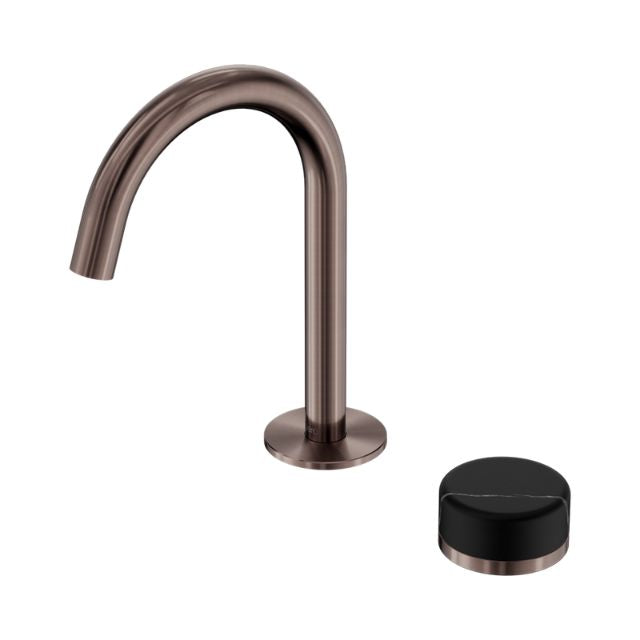 Nero Serenity Progressive Basin Mixer Arc Spout With Marquina Black Handle Brushed Bronze
