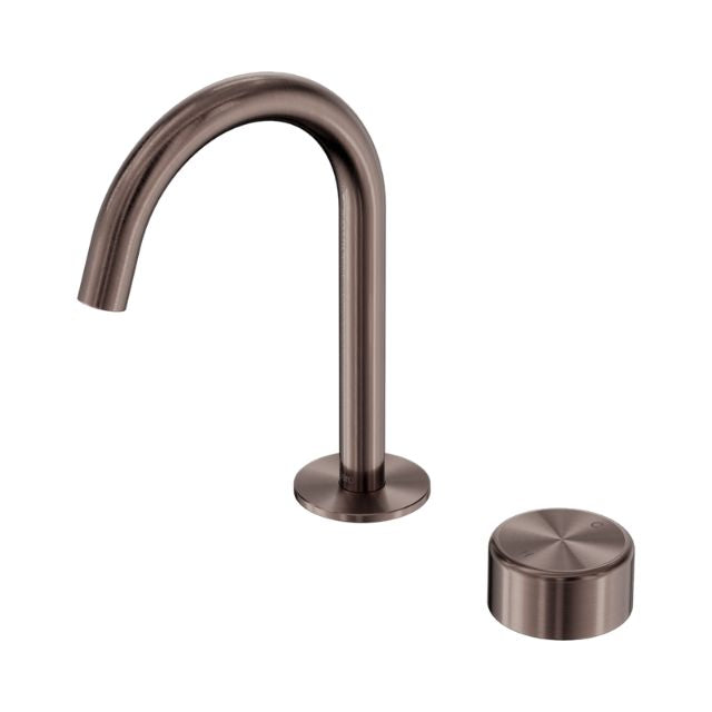 Nero Serenity Progressive Basin Mixer Arc Spout With Metal Handle Brushed Bronze