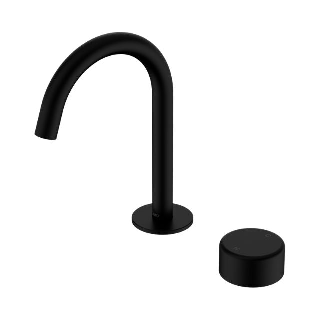Nero Serenity Progressive Basin Mixer Arc Spout With Metal Handle Matte Black